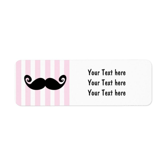 Moustache Pink Striped Birthday Party Labels (Front)