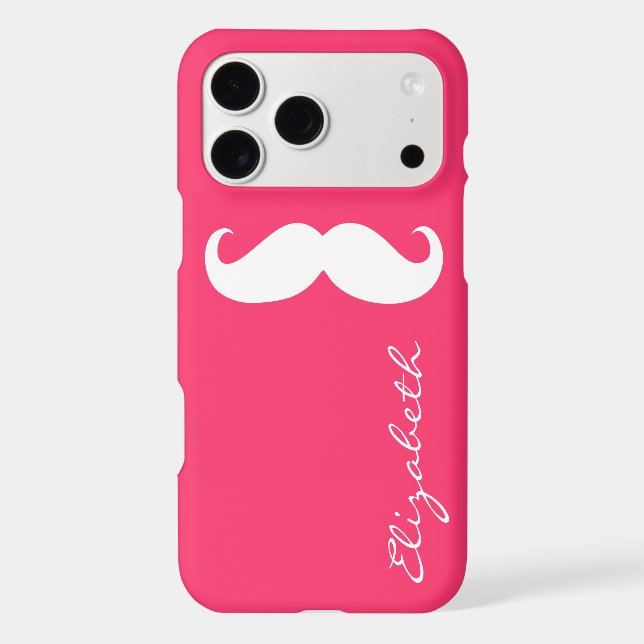 Moustache Plain Hot Pink Background (Back)