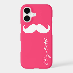 Moustache Plain Hot Pink Background