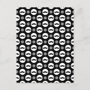 Moustache Polka Dots Postcard