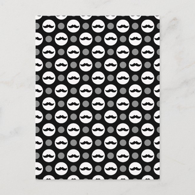 Moustache Polka Dots Postcard (Front)