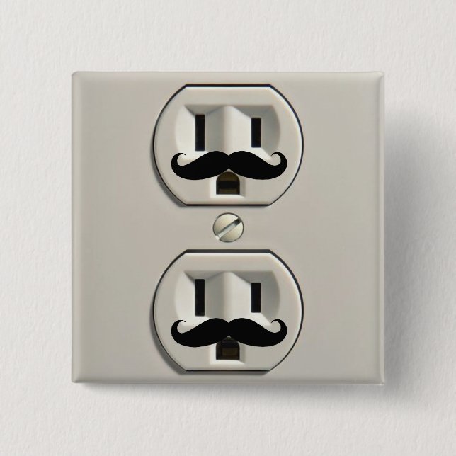 Moustache power outlet 2 inch square button (Front)
