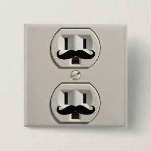 Moustache power outlet 2 inch square button