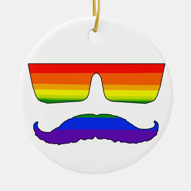 Moustache pride ceramic ornament (Front)