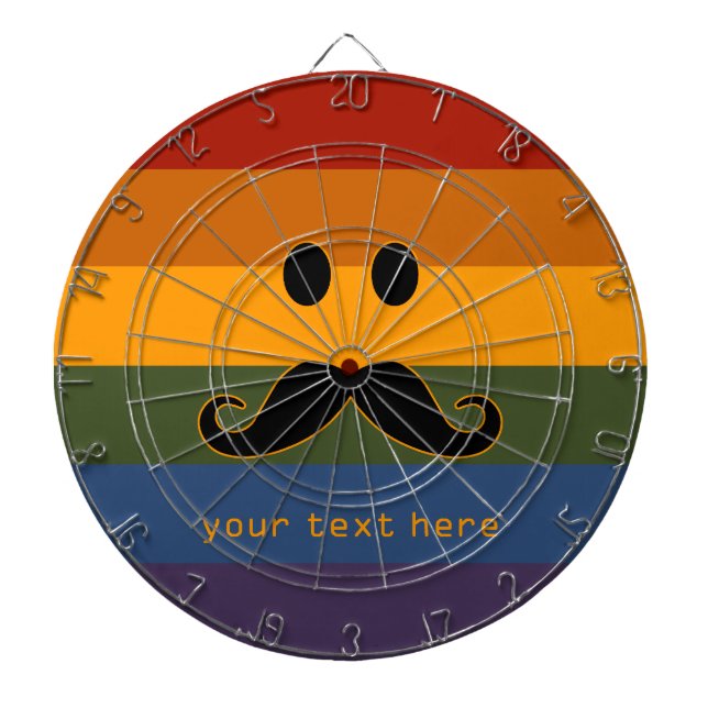 Moustache Pride custom dart board (Front)