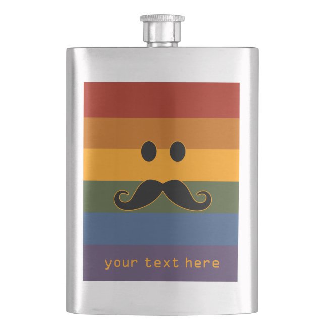 Moustache Pride custom flask (Front)