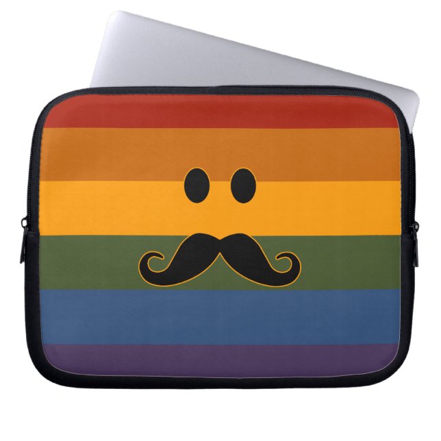 Moustache Pride custom laptop sleeve (Front)