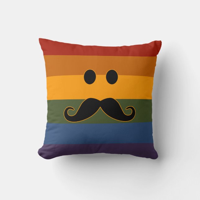 Moustache Pride custom throw pillow (Front)