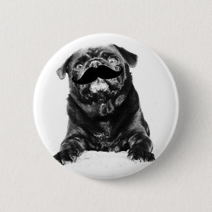 Moustache Pug 2 Inch Round Button