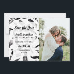 Moustache Razor Shaver Watercolor Barber Pattern Save The Date<br><div class="desc">Stylize your invitations and event cards with this trendy and polished design. It features a black and white hand drawn and watercolor painted moustache, razor, and shaver barber illustration patterned, print that will make any occasion's papery fashionable and chic. This design is apart of a collection of event paper which...</div>