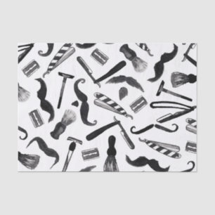 Moustache Razor Shaver Watercolor Barber Pattern Tissue Paper