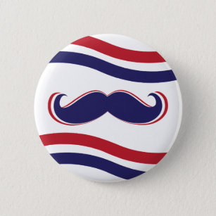 Moustache - Red, White and Blue 2 Inch Round Button