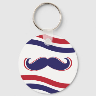 Moustache - Red, White and Blue Keychain