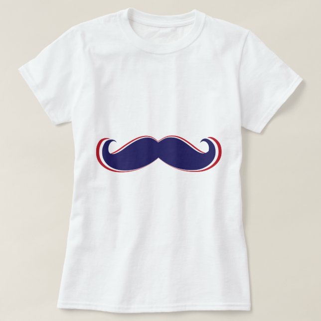 Moustache - Red, White and Blue T-Shirt (Design Front)