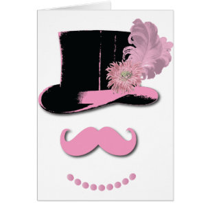 Moustache rose, casquette supérieur, plumes, et