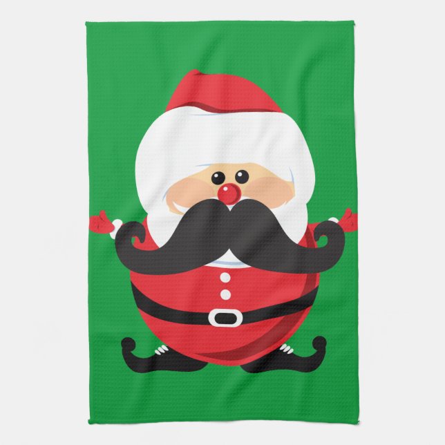 Moustache Santa Claus Kitchen Towel (Vertical)