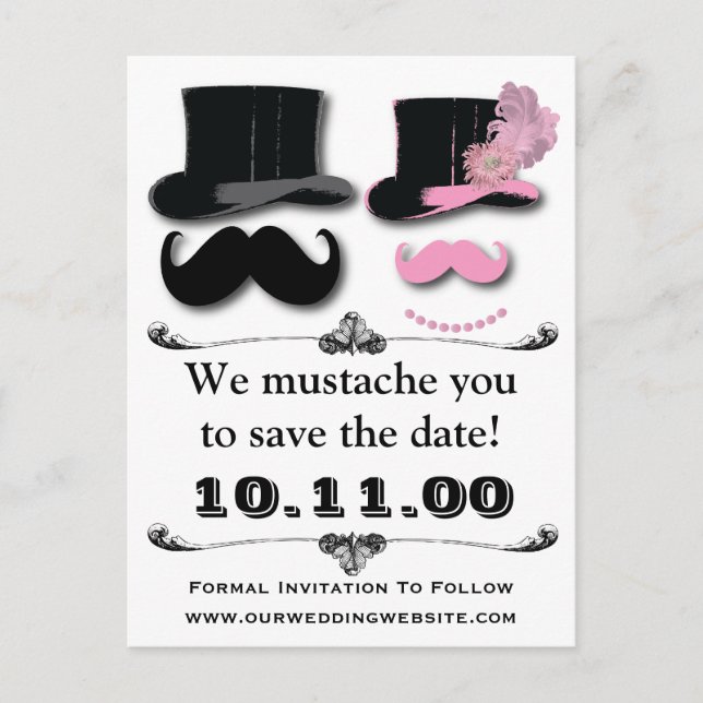 Moustache Sauvegarder La Carte Date (Devant)