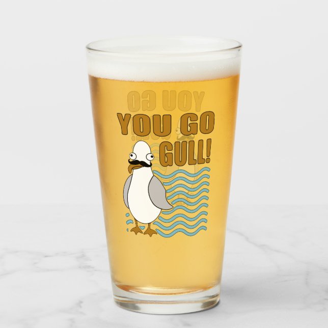 Moustache Seagull You Go Gull Glass (Back Filled)