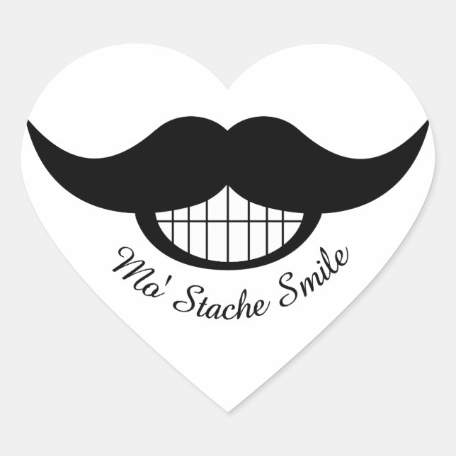 Moustache Smile Heart Sticker (Front)