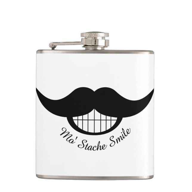 Moustache Smile Hip Flask (Front)
