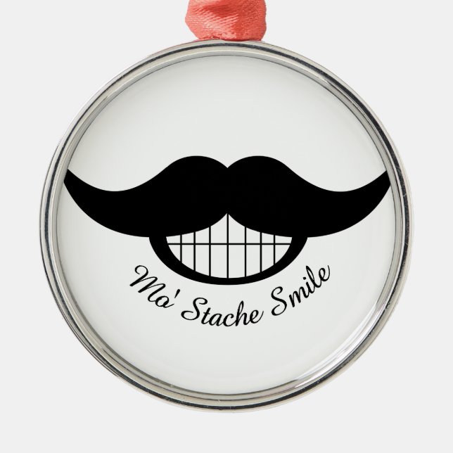 Moustache Smile Metal Ornament (Front)
