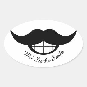 Moustache Smile Oval Sticker
