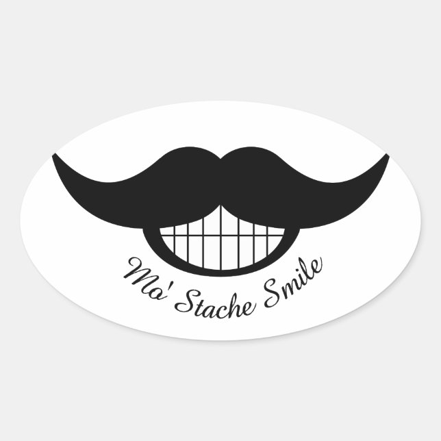 Moustache Smile Oval Sticker (Front)