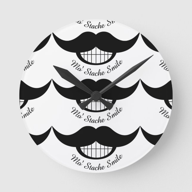 Moustache Smile Round Clock (Front)