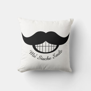 Moustache Smile Throw Pillow