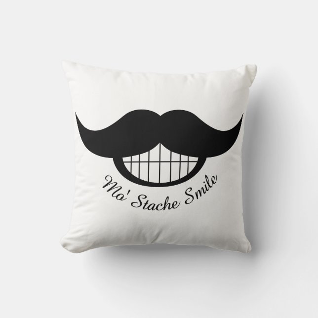 Moustache Smile Throw Pillow (Front)