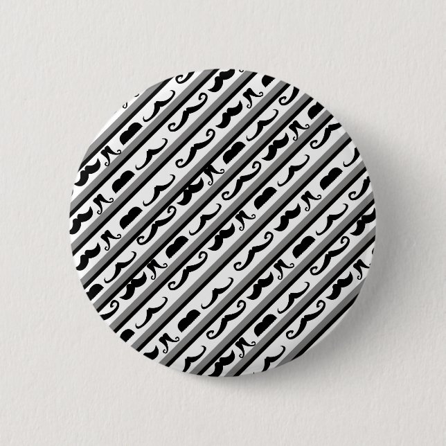 Moustache Stripes 2 Inch Round Button (Front)