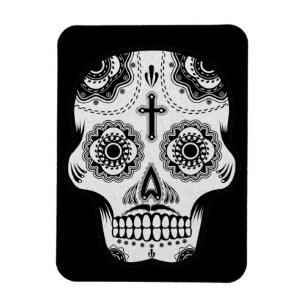 Moustache sugar skull magnet