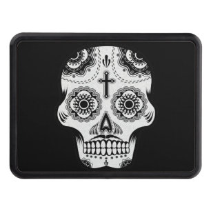 Moustache sugar skull trailer hitch cover