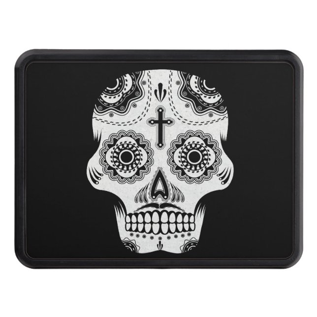 Moustache sugar skull trailer hitch cover (Front)