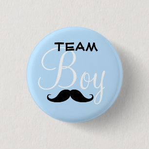 Moustache Team Boy Baby Shower 1 Inch Round Button