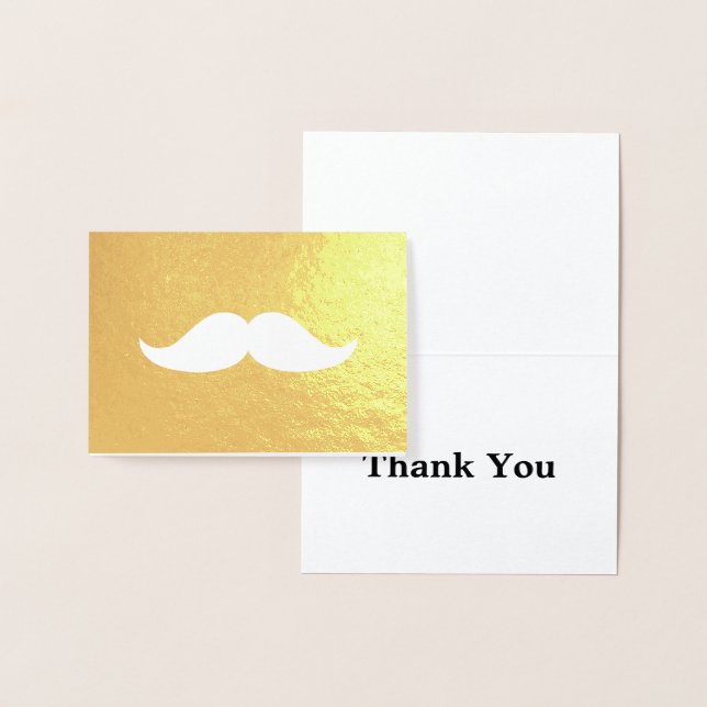 Moustache Thank You Gold Foil Card (Display)