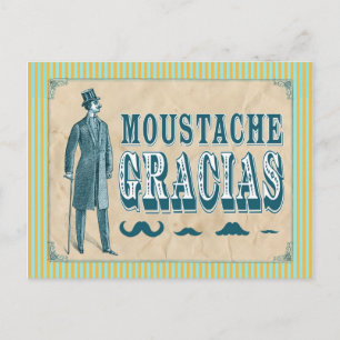 Moustache Thank You Postcard