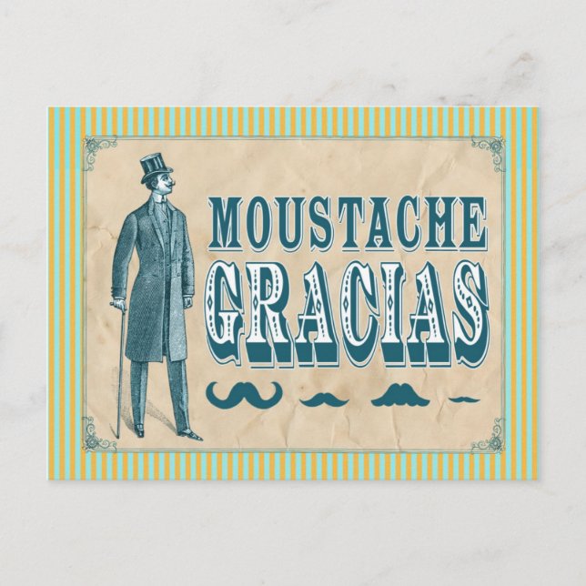 Moustache Thank You Postcard (Front)