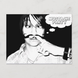 moustache theme party : comic staches invitation postcard