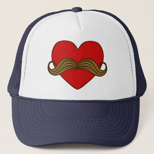 Moustache Valentine Heart Trucker Hat (Front)
