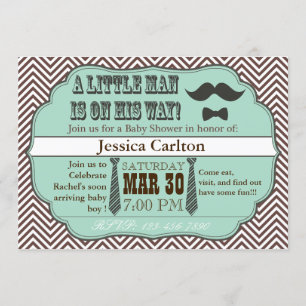 Moustache verte et Cravates Invitations de douches