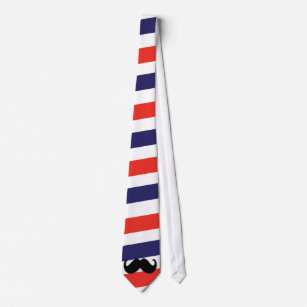Moustache with red, white and blue stripes tie