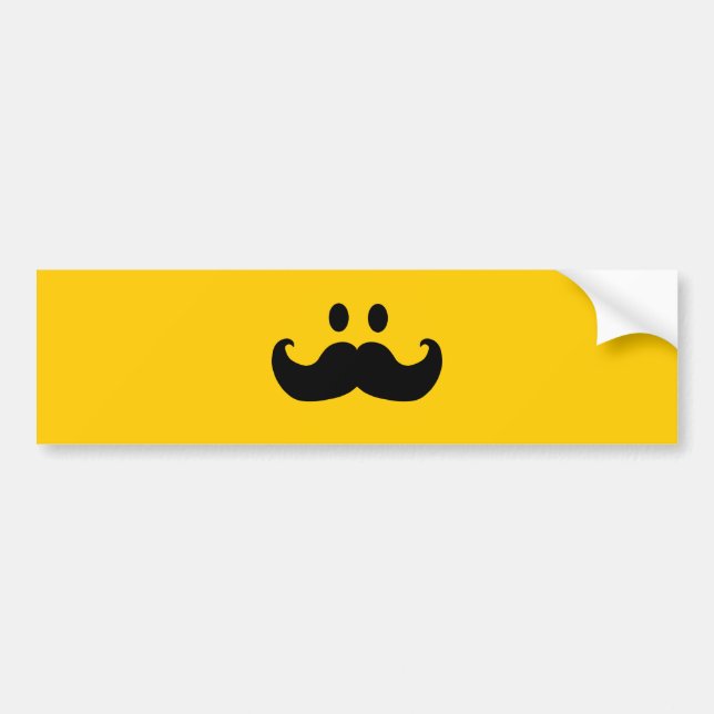 Moustache Yellow Happy Face Bumper Sticker (Front)