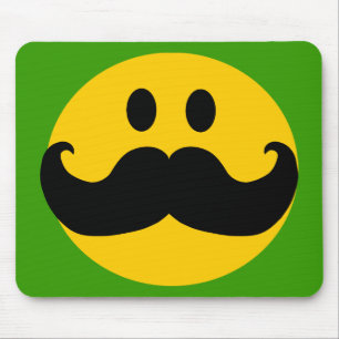 Moustache Yellow Happy Face Mouse Pad