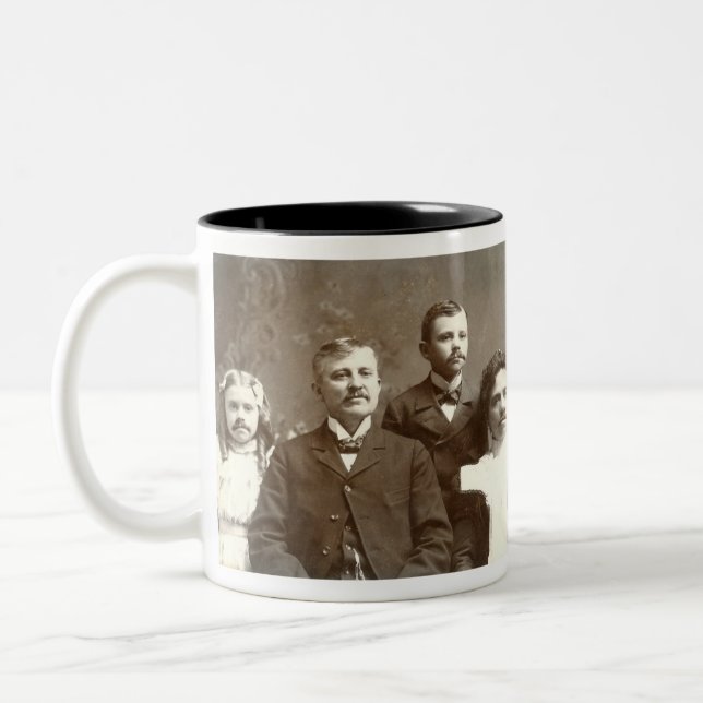 Moustached Ancestors Two-Tone Coffee Mug (Left)
