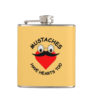 Moustaches Have Hearts Too Hip Flask