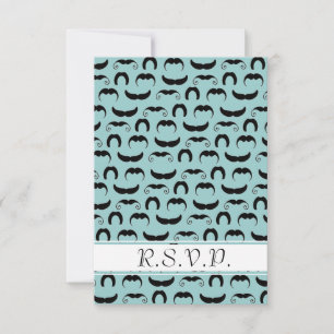 Moustaches R.S.V.P. Blue RSVP Card