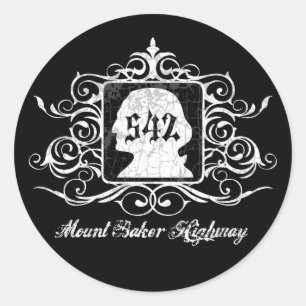 Mout Baker Highway -grungy Classic Round Sticker