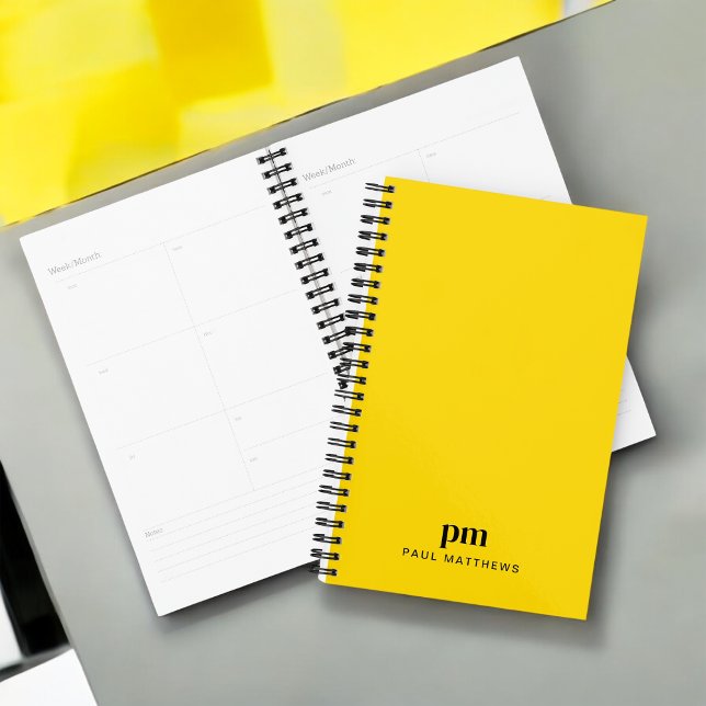 Moutarde jaune simple Monogramme Initiales et nom (Personalize with your monogram initials and name.)