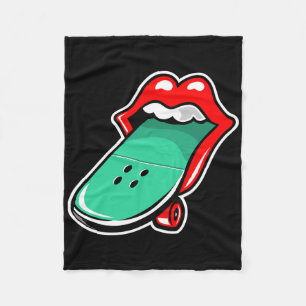 Mouth Lips Skateboarding Fleece Blanket